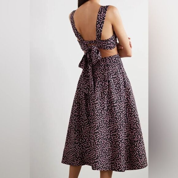 NWT Rebecca Vallance Cha Cha Silk Polka Dot Cutout Pleated Midi Dress size 6 - Picture 3 of 14